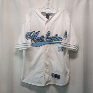 Vtg Starter North Carolina‎ Tar Heels White Men's L NCAA Baseball Jersey #57 Y2K
